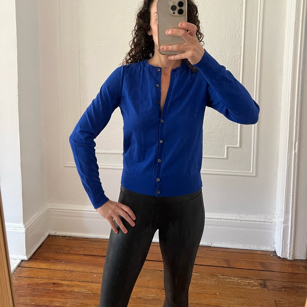 Banana Republic - stretch cotton cardigan. Royal blue. Size small.